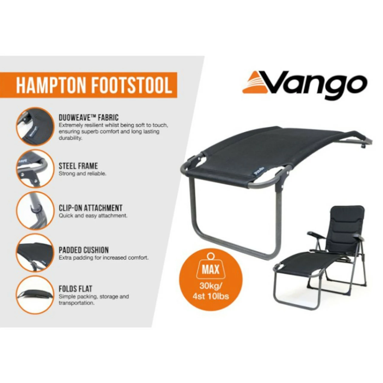 Vango Hampton Padded Footstool - Excalibur 5 Vango Hampton Padded Footstool - Excalibur - Image 3